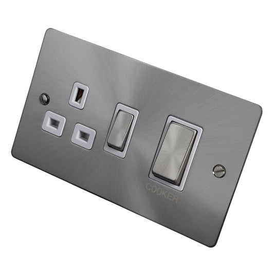 Scolmore Click Define 45A Cooker Control Unit White Insert Brushed Steel