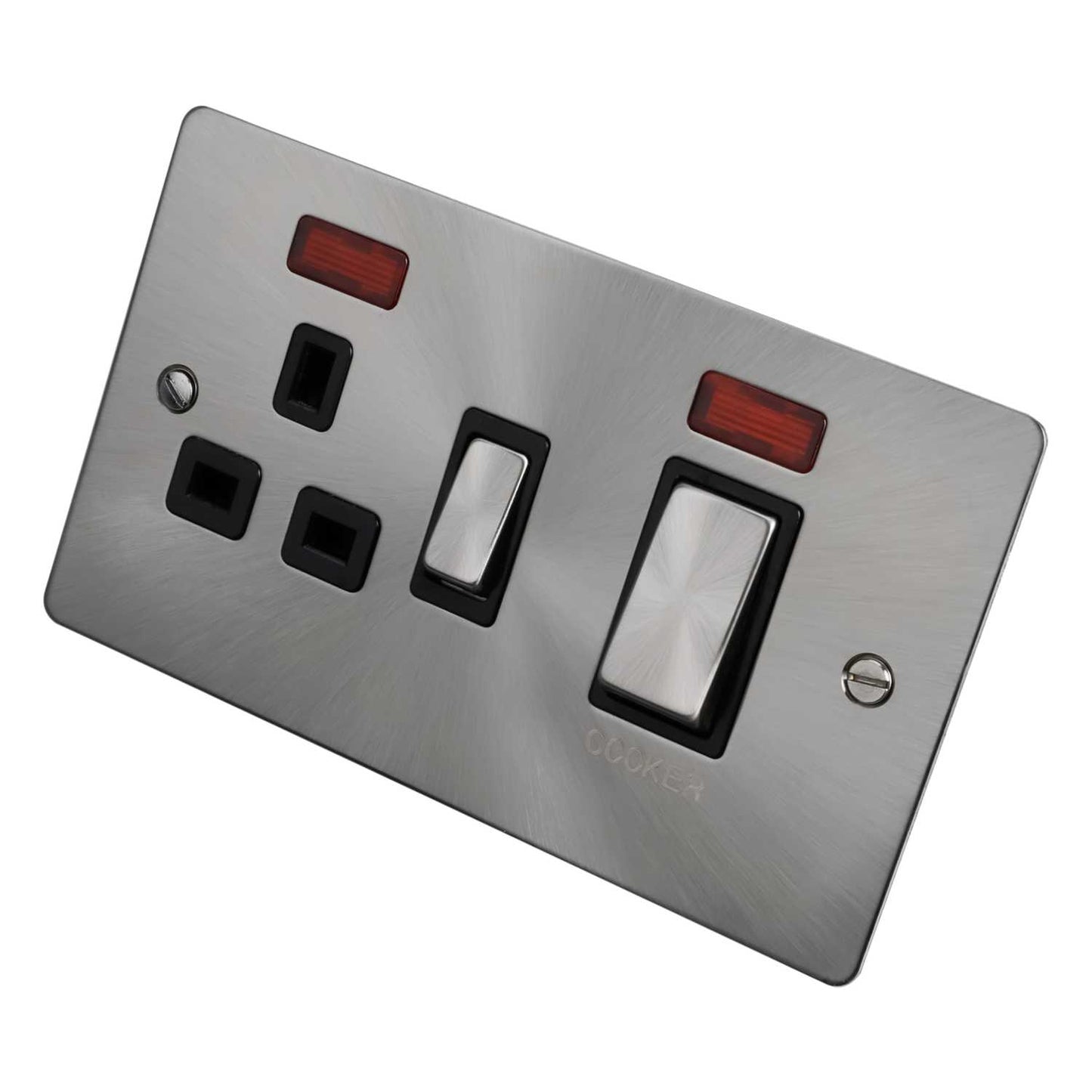Scolmore Click Define 45A Cooker Control Unit with Neon Black Insert Brushed Steel