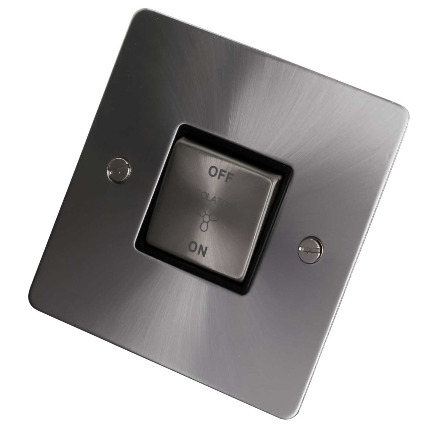 Scolmore Click Define 10A Triple Pole Fan Isolator Switch Black Insert Brushed Steel