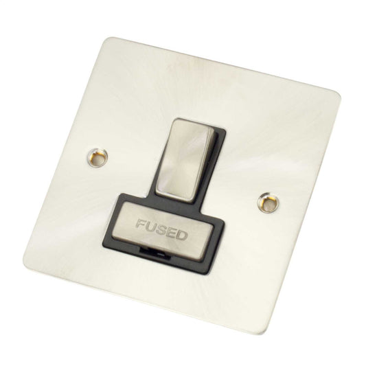Scolmore Click Define 13A DP Switched Fused Spur Black Insert Brushed Steel