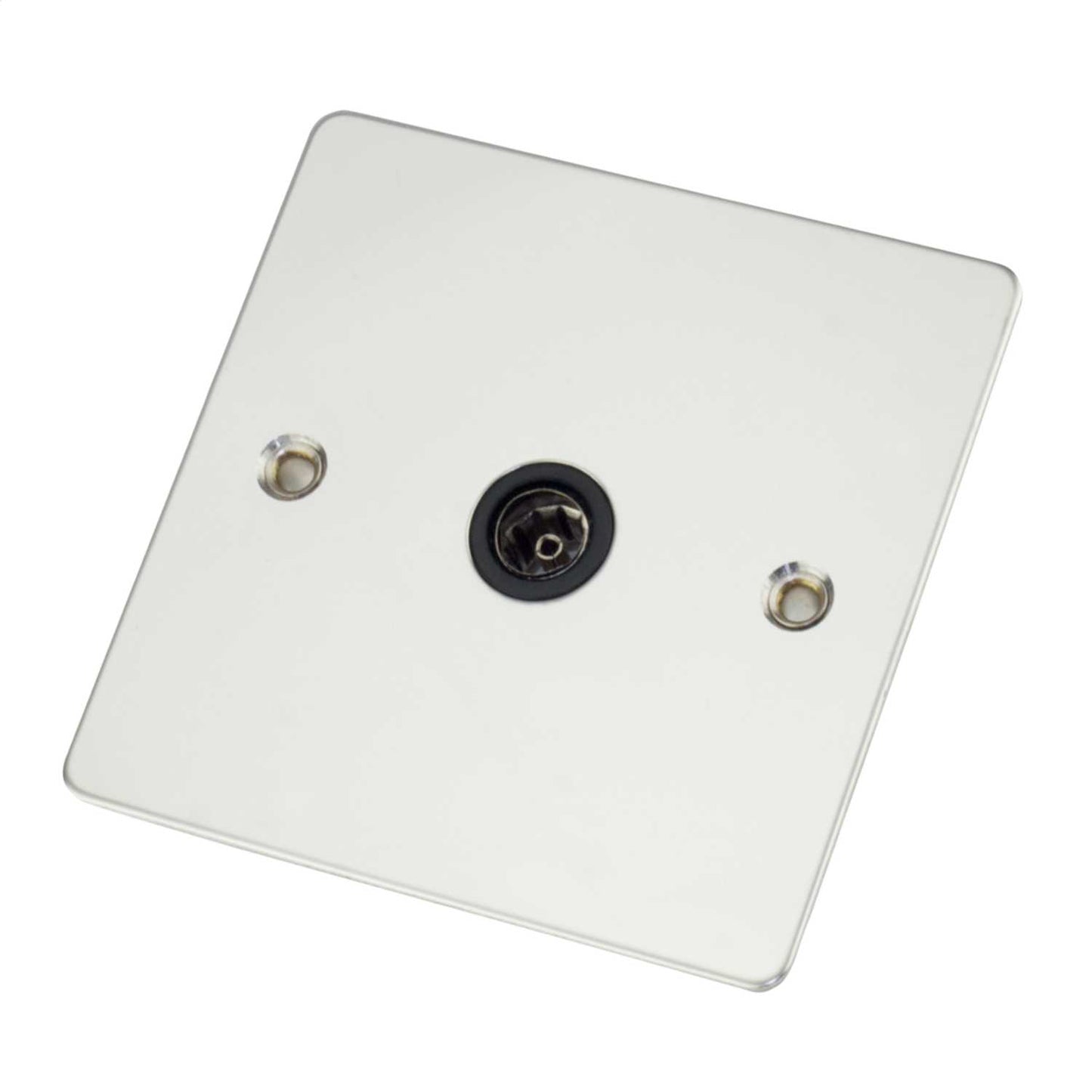 Scolmore Click Define 1 Gang Non Isolated Coaxial Socket Black Insert Polished Chrome