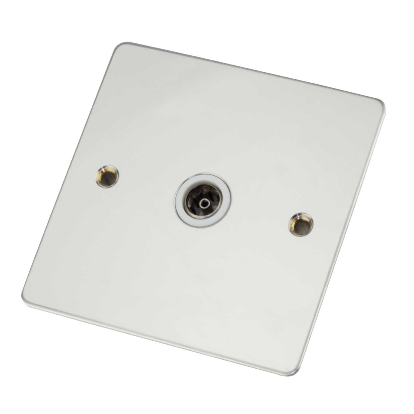 Scolmore Click Define 1 Gang Non Isolated Coaxial Socket White Insert Polished Chrome