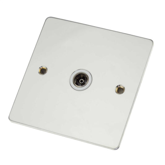 Scolmore Click Define 1 Gang Non Isolated Coaxial Socket White Insert Polished Chrome