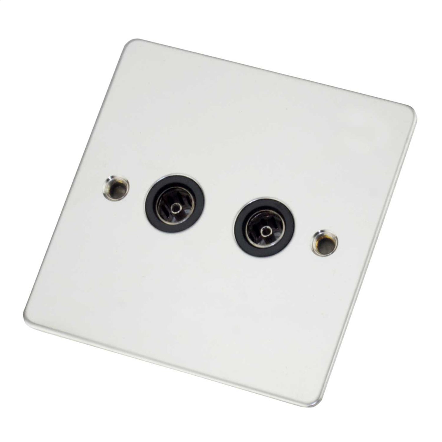 Scolmore Click Define 1 Gang Non Isolated Twin Coaxial Socket Black Insert Polished Chrome
