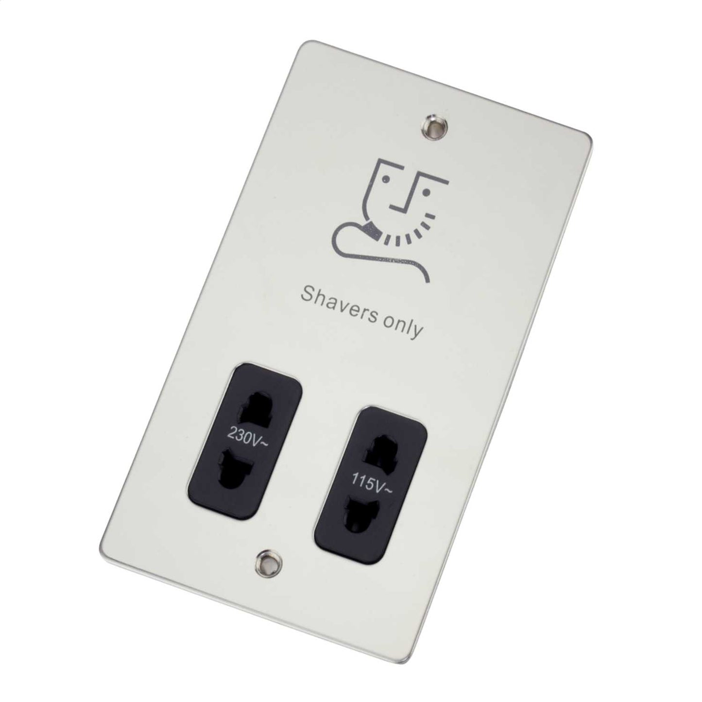 Scolmore Click Define Dual Voltage Shaver Socket Black Insert Polished Chrome