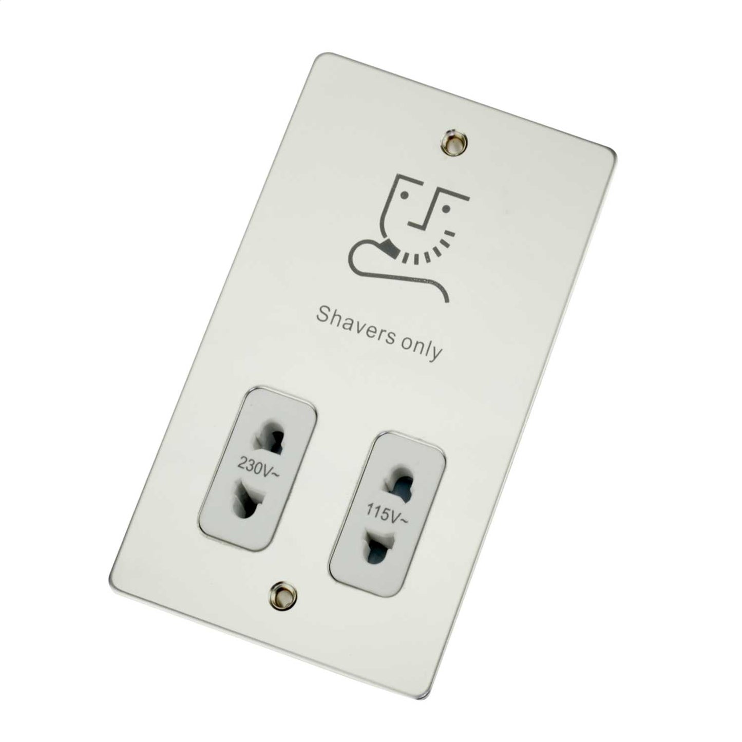 Scolmore Click Define Dual Voltage Shaver Socket White Insert Polished Chrome