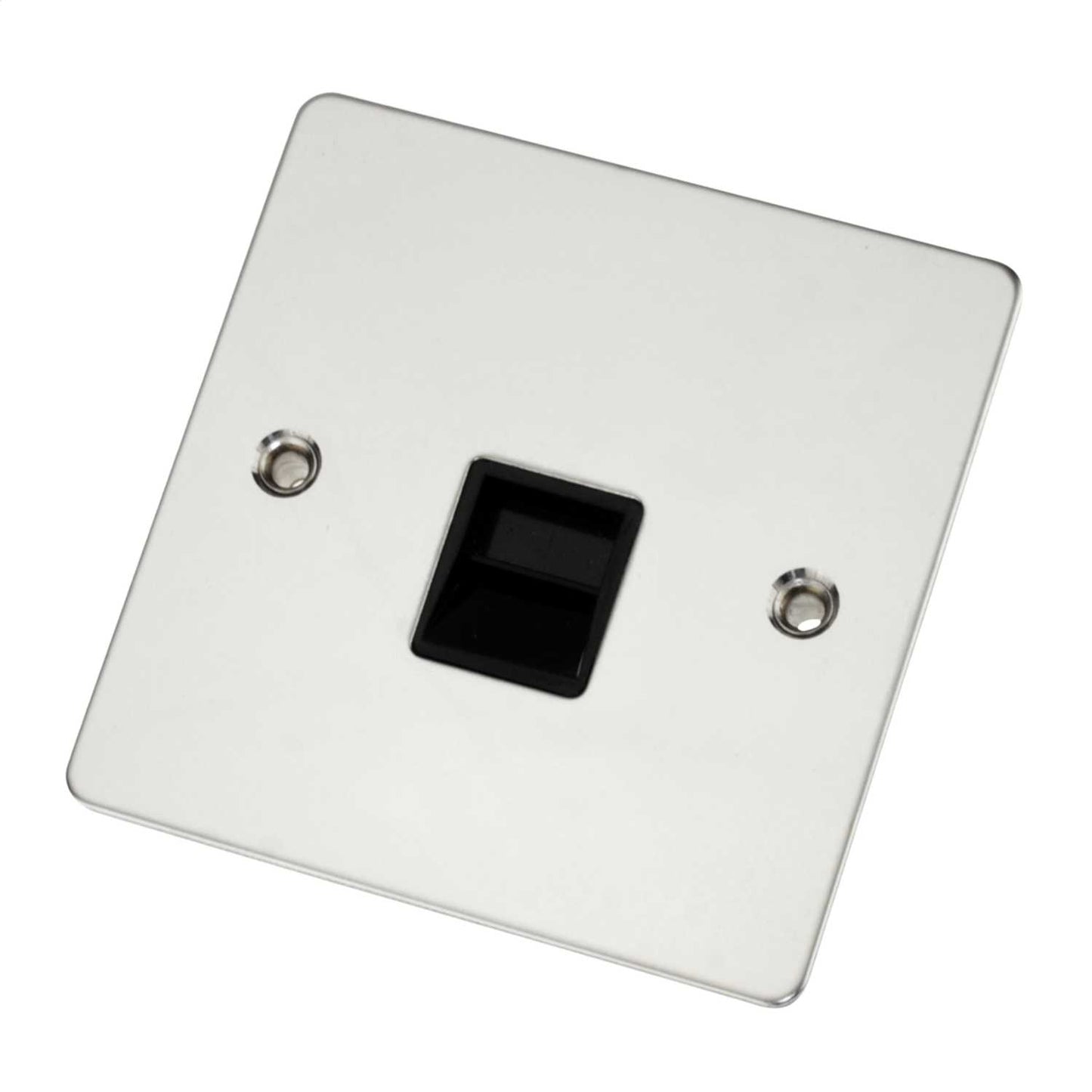 Scolmore Click Define 1 Gang Secondary Telephone Socket Black Insert Polished Chrome
