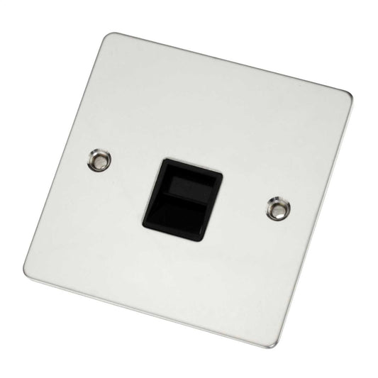 Scolmore Click Define 1 Gang Secondary Telephone Socket Black Insert Polished Chrome