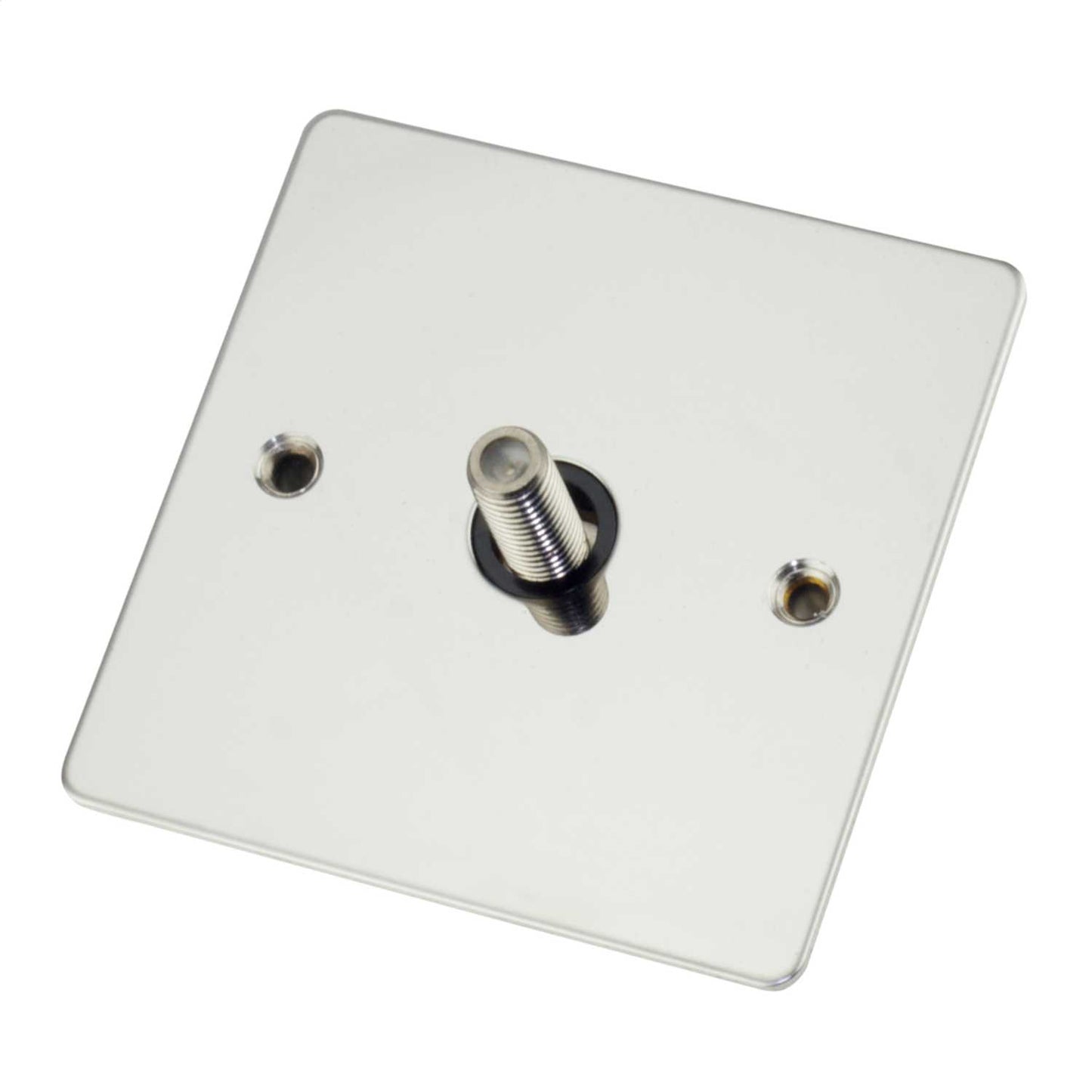Scolmore Click Define 1 Gang Non Isolated Satellite Socket Black Insert Polished Chrome
