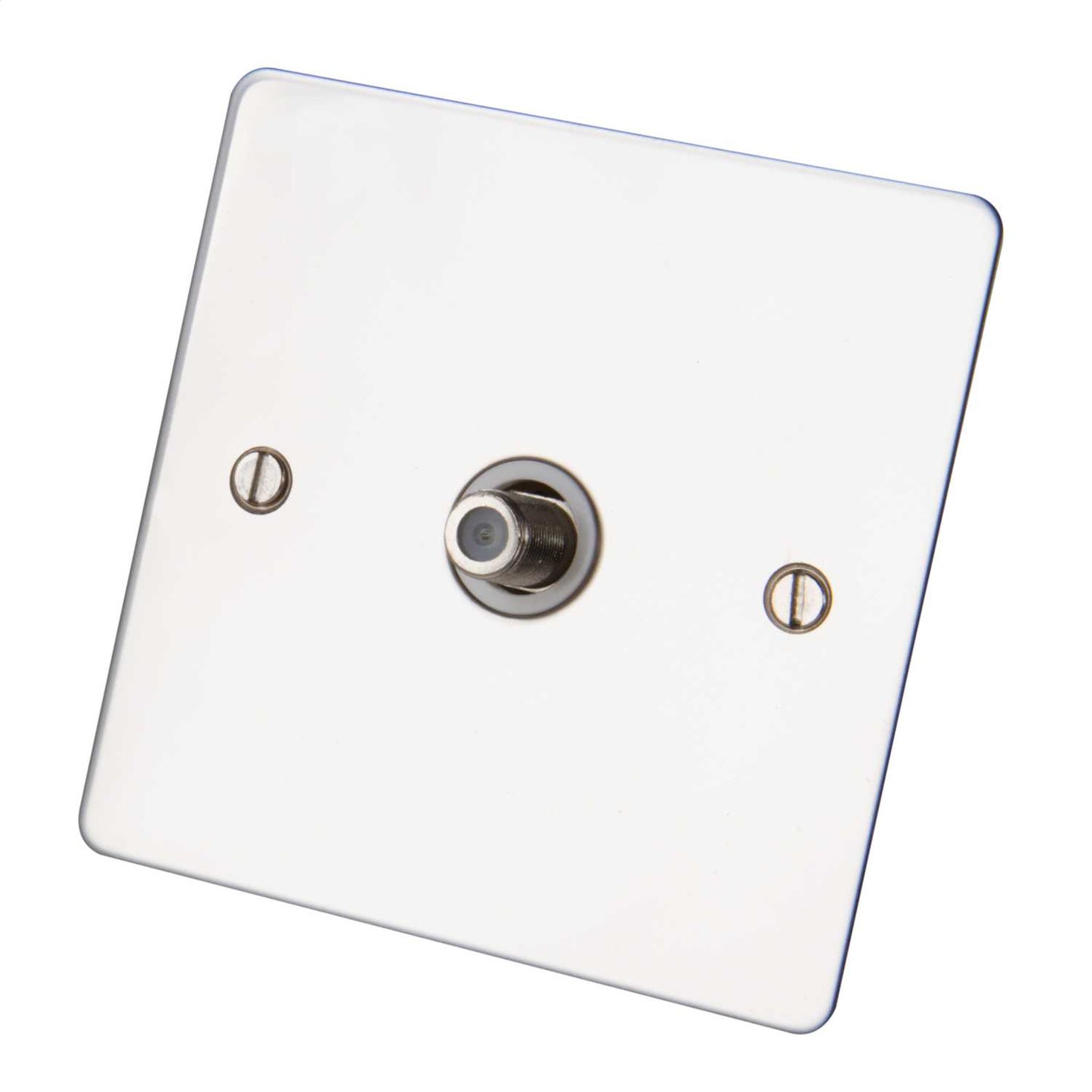 Scolmore Click Define 1 Gang Non Isolated Satellite Socket White Insert Polished Chrome