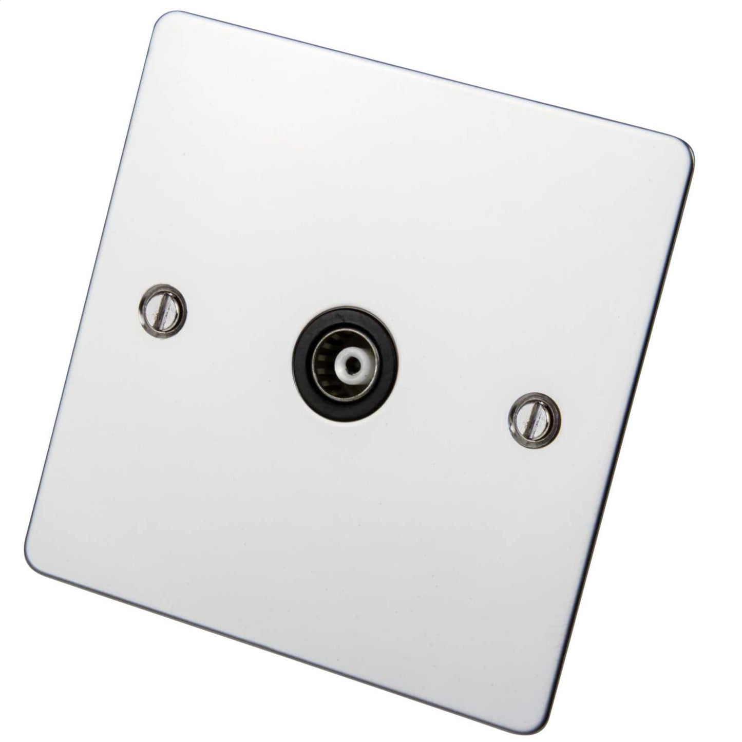Scolmore Click Define 1 Gang Isolated Coaxial Socket Black Insert Polished Chrome