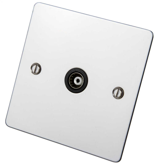 Scolmore Click Define 1 Gang Isolated Coaxial Socket Black Insert Polished Chrome