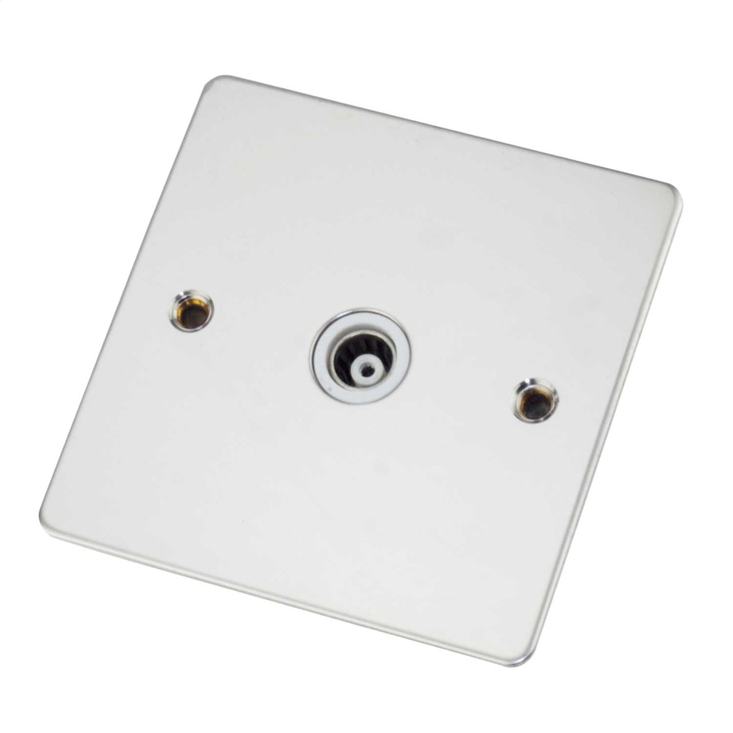 Scolmore Click Define 1 Gang Isolated Coaxial Socket White Insert Polished Chrome