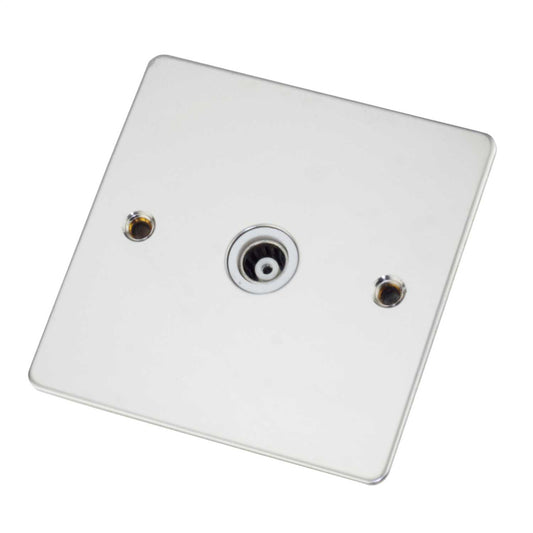 Scolmore Click Define 1 Gang Isolated Coaxial Socket White Insert Polished Chrome