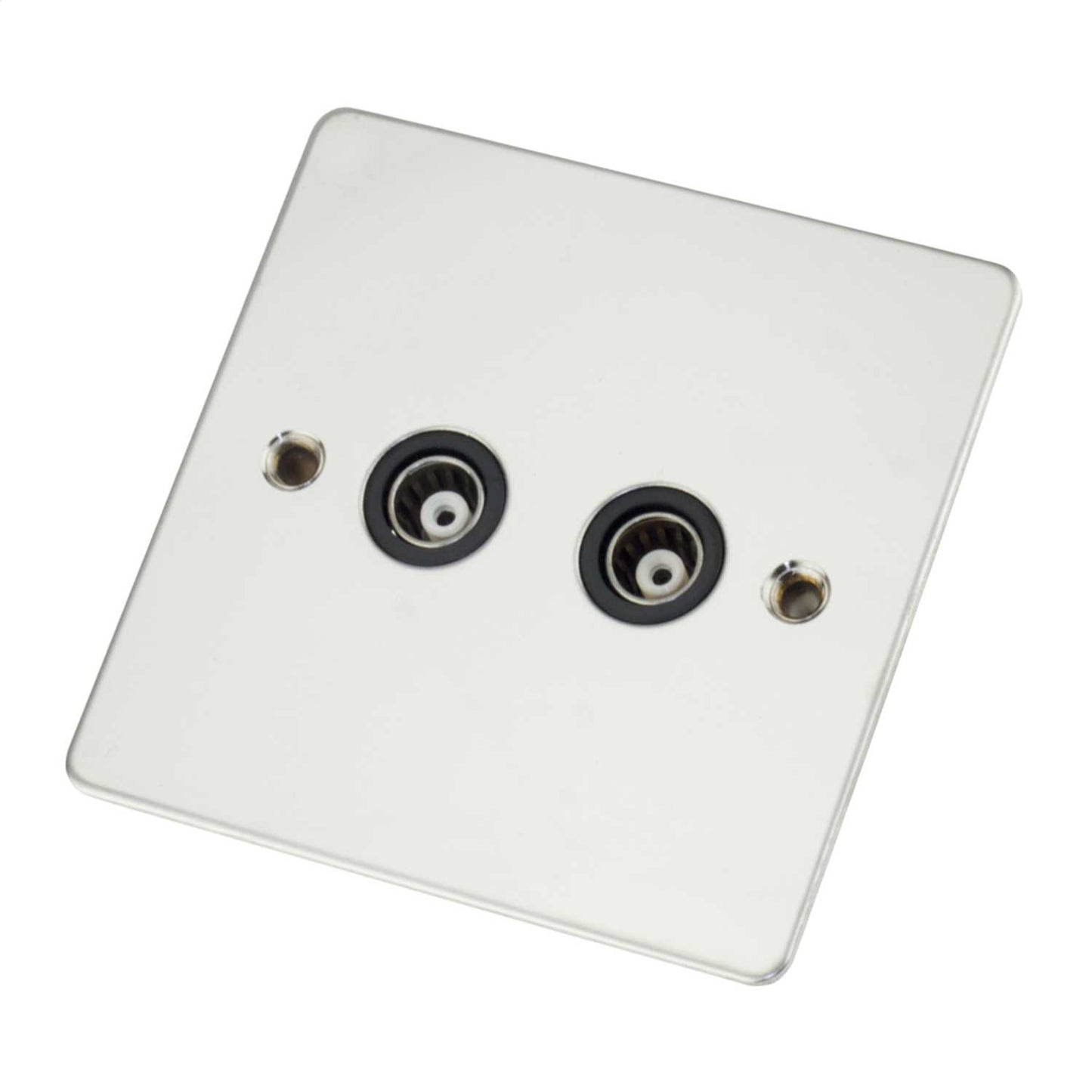Scolmore Click Define 1 Gang Isolated Twin Coaxial Socket Polished Black Insert Chrome