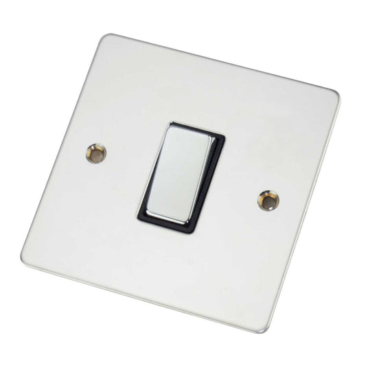 Scolmore Click Define 10A 1 Gang 2 Way Light Switch Black Insert Polished Chrome