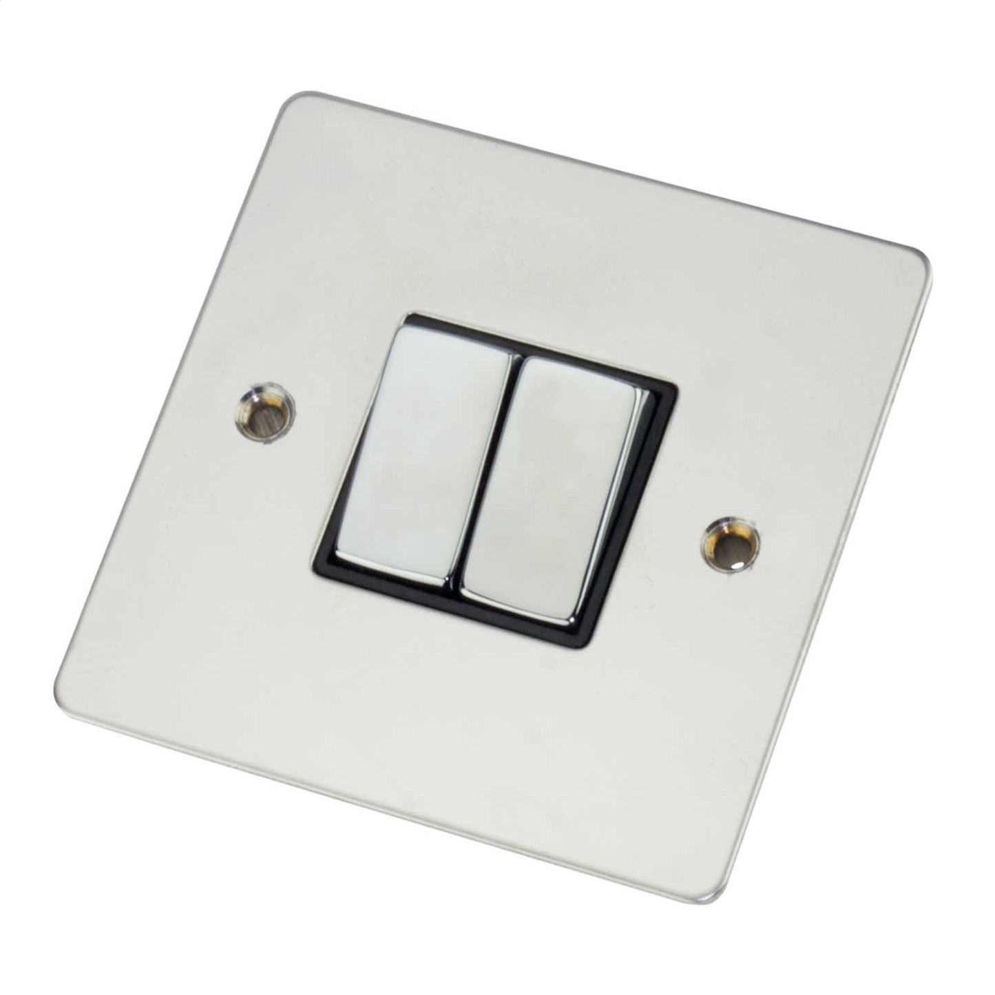 Scolmore Click Define 10A 2 Gang 2 Way Light Switch Black Insert Polished Chrome
