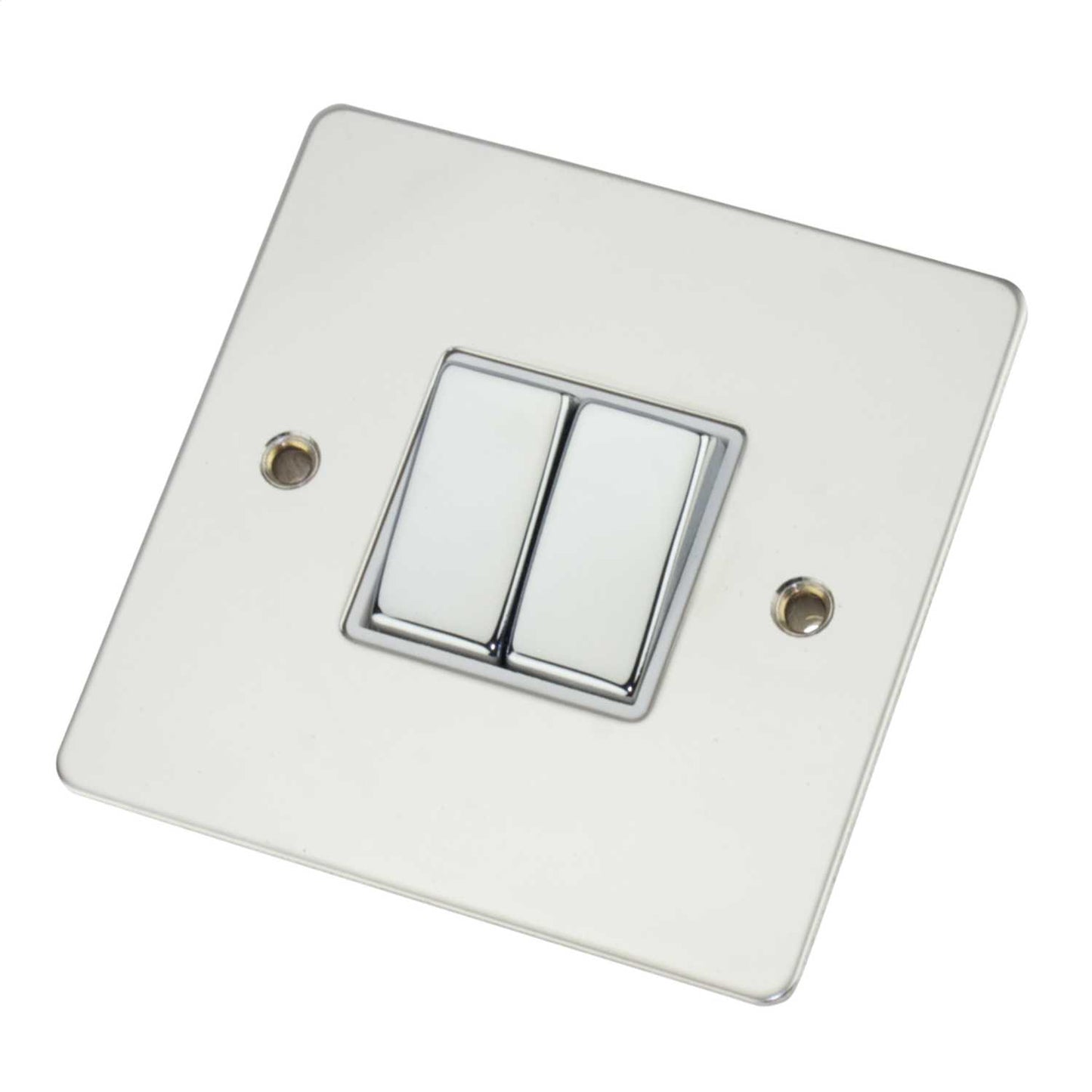 Scolmore Click Define 10A 2 Gang 2 Way Light Switch White Insert Polished Chrome