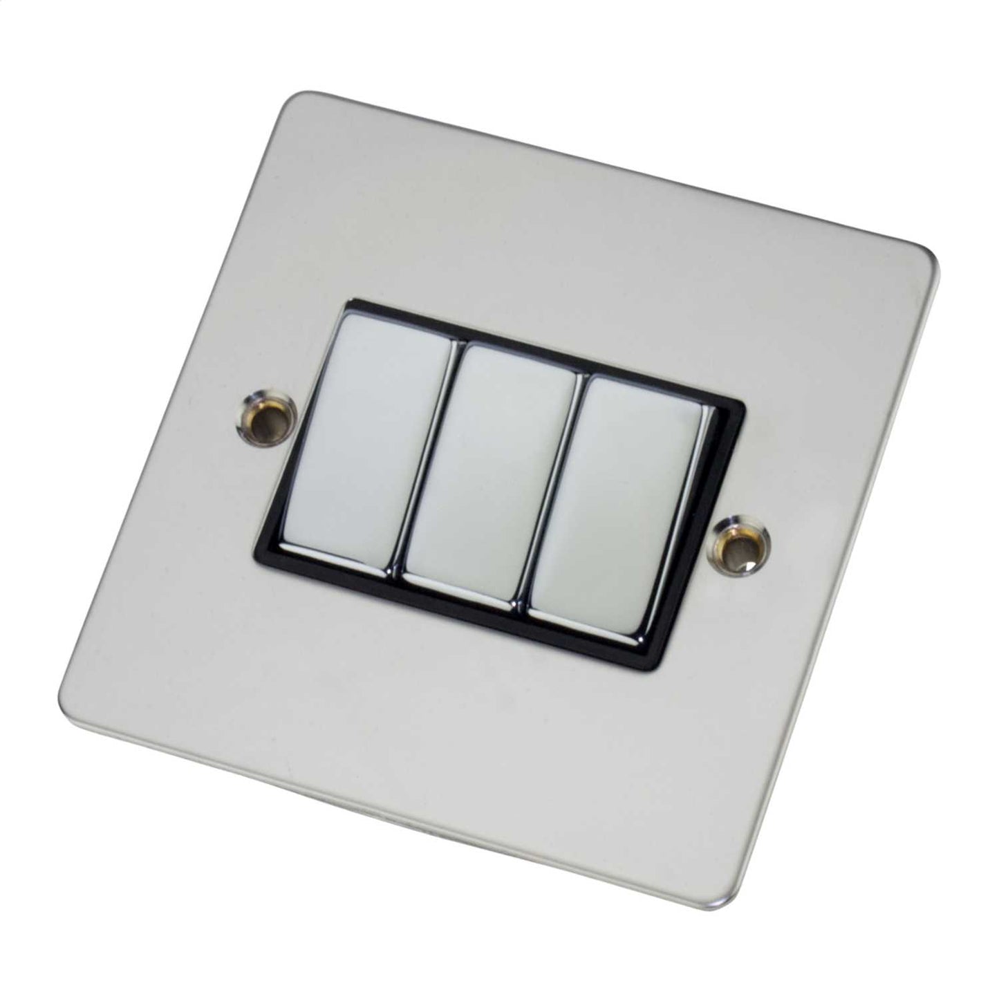 Scolmore Click Define 10A 3 Gang 2 Way Light Switch Black Insert Polished Chrome