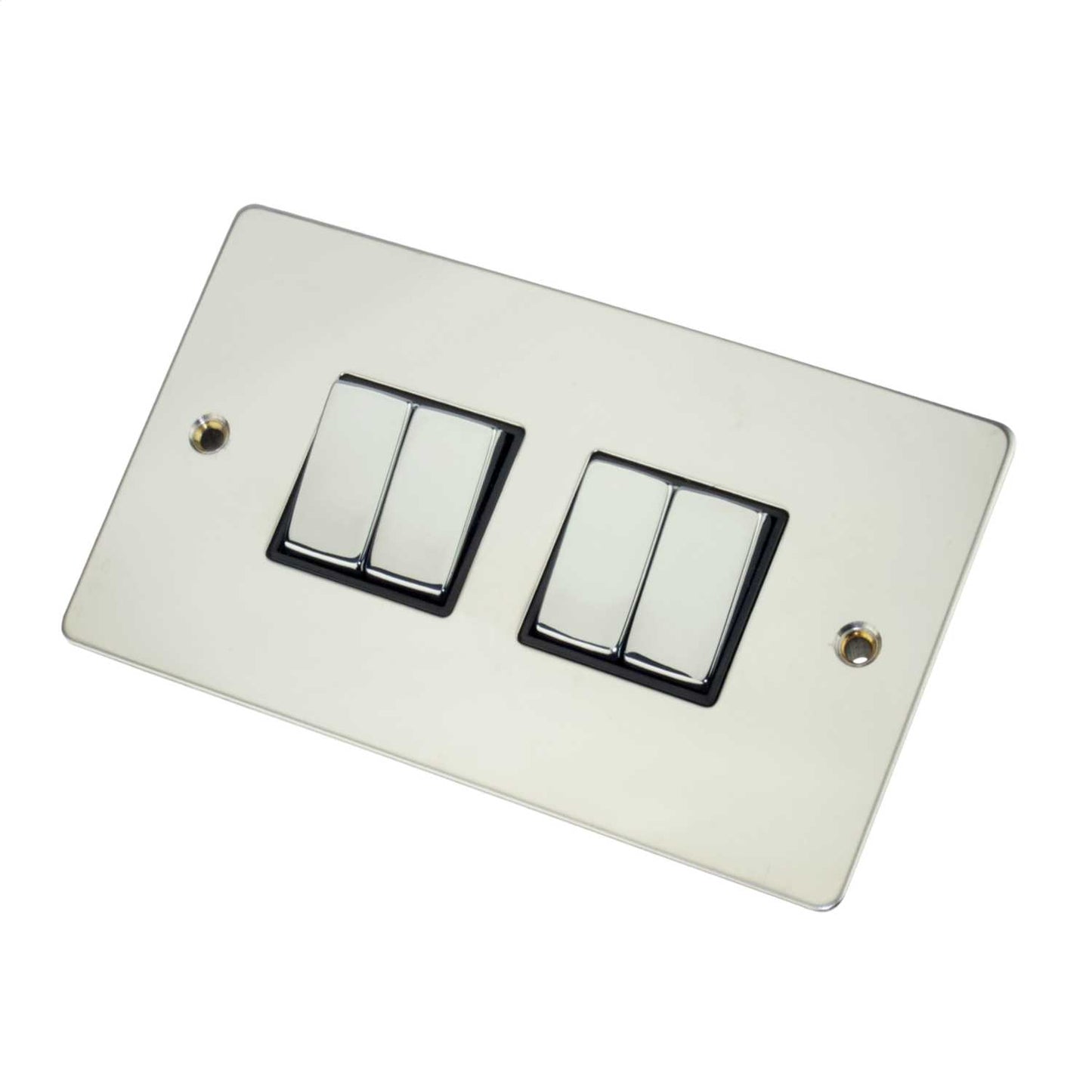 Scolmore Click Define 10A 4 Gang 2 Way Light Switch Black Insert Polished Chrome