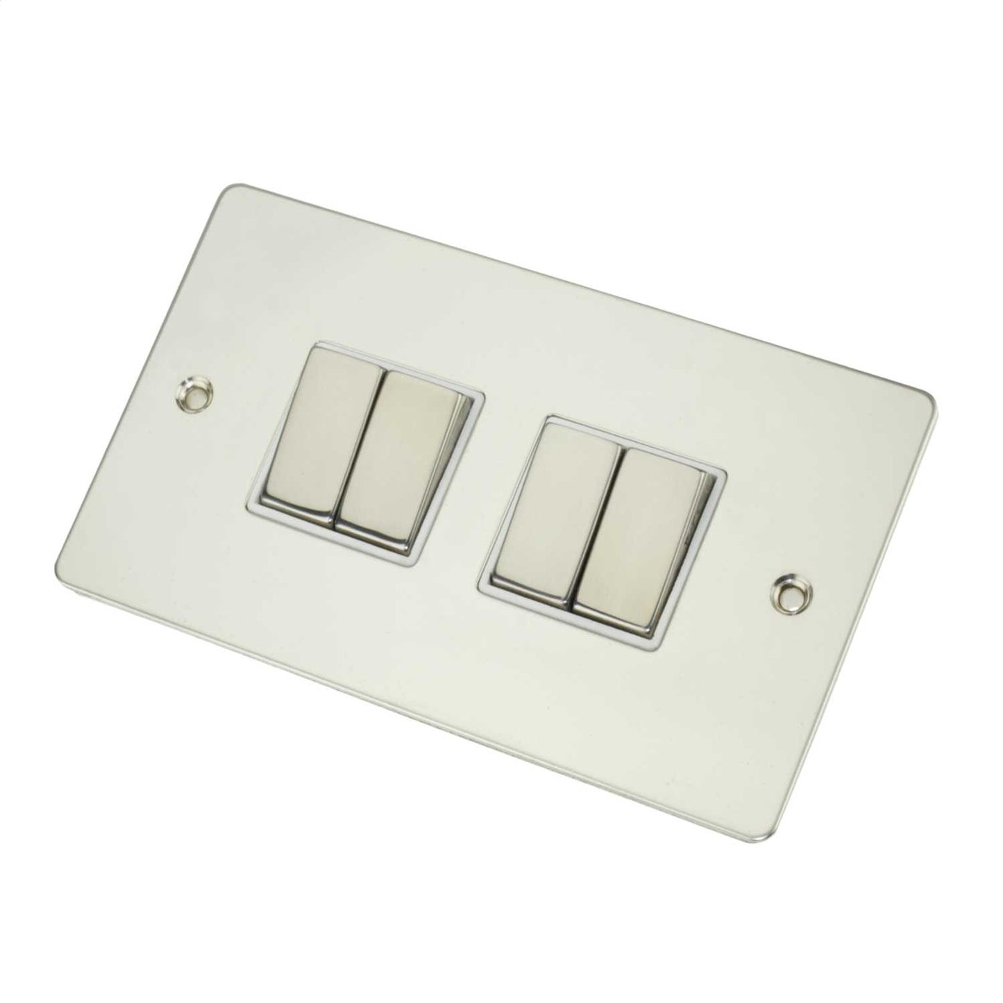 Scolmore Click Define 10A 4 Gang 2 Way Light Switch White Insert Polished Chrome