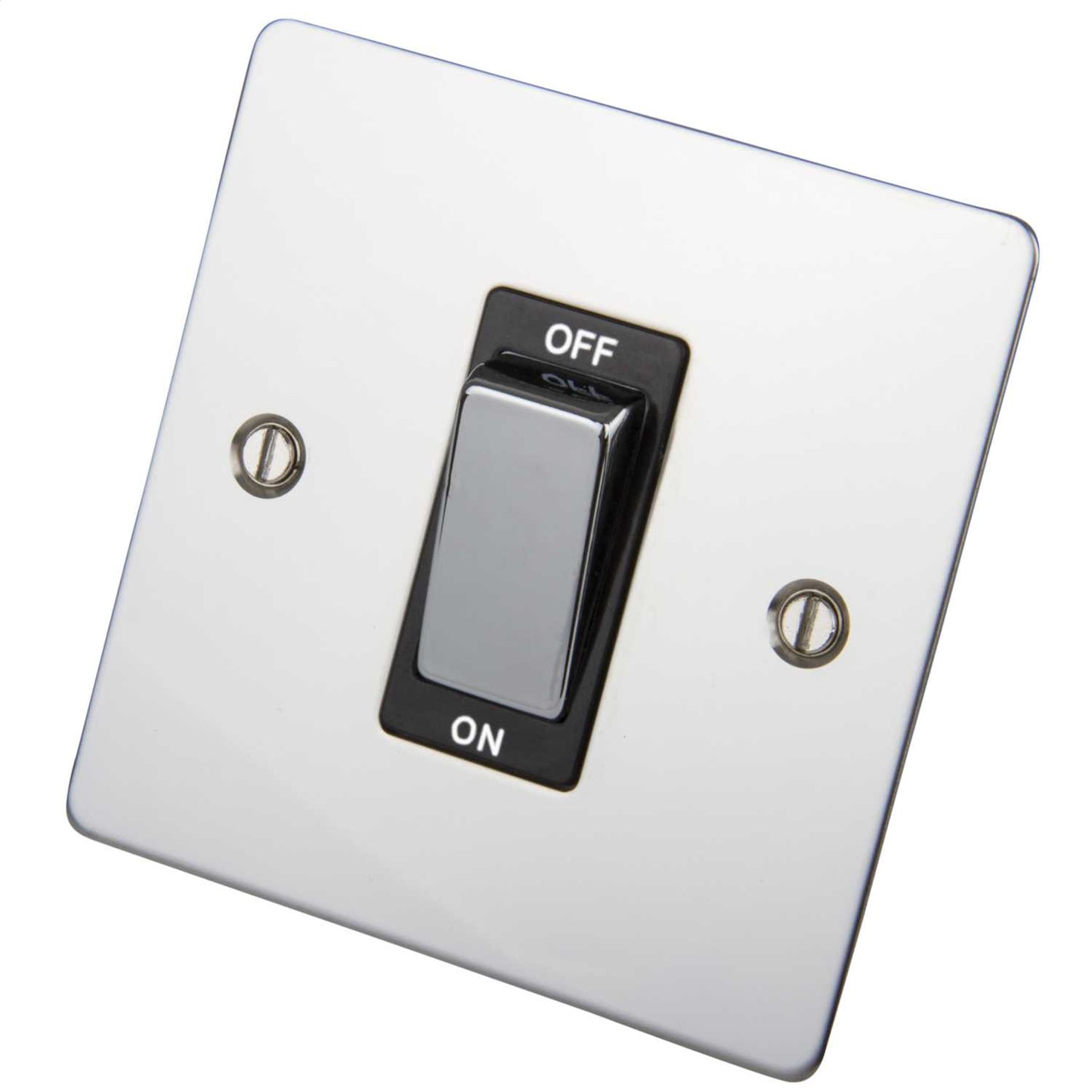 Scolmore Click Define 45A DP 1 Gang Switch Black Insert Polished Chrome
