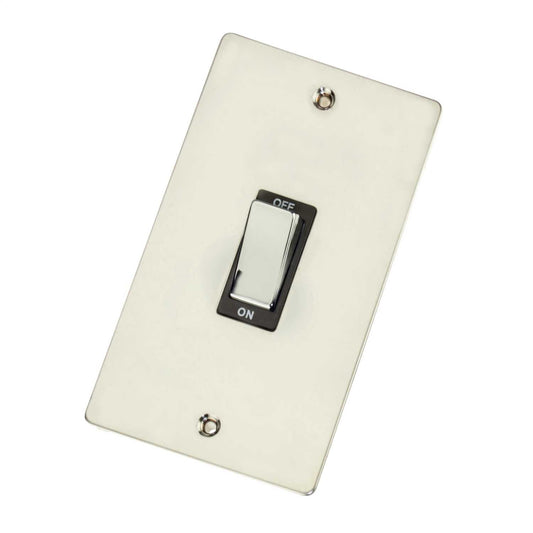 Scolmore Click Define 45A DP 2 Gang Vertical Switch Black Insert Polished Chrome
