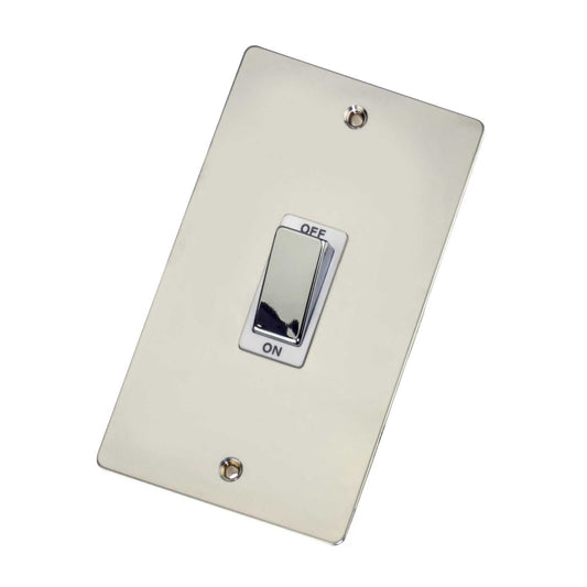 Scolmore Click Define 45A DP 2 Gang Vertical Switch White Insert Polished Chrome