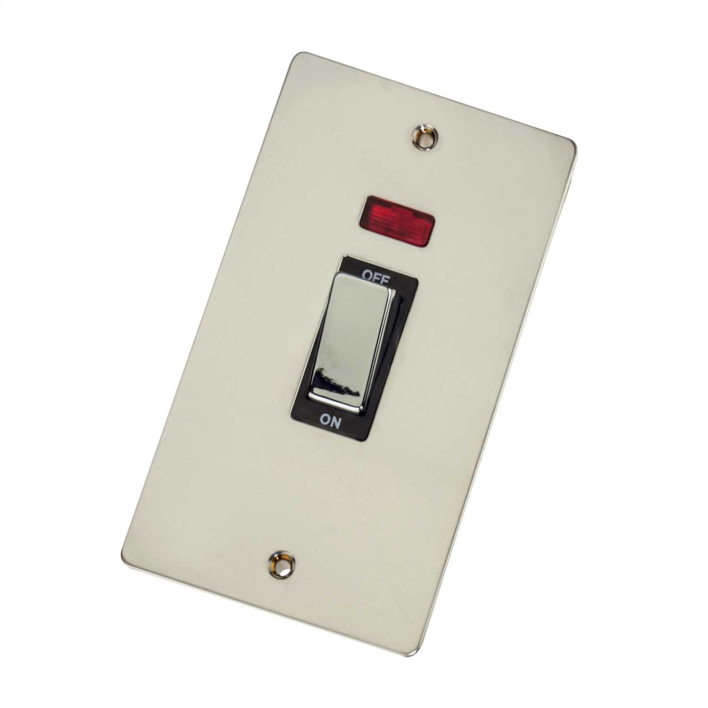 Scolmore Click Define 45A DP 2 Gang Vertical Switch with Neon Black Insert Polished Chrome