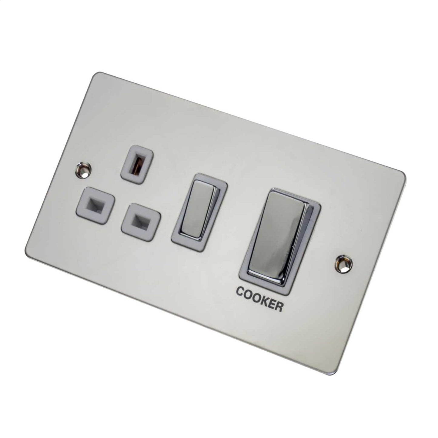 Scolmore Click Define 45A Cooker Control Unit White Insert Polished Chrome