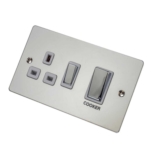 Scolmore Click Define 45A Cooker Control Unit White Insert Polished Chrome