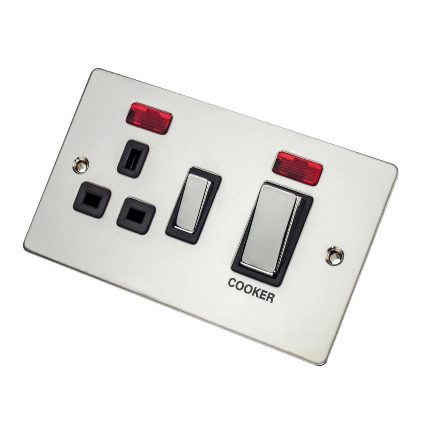 Scolmore Click Define 45A Cooker Control Unit with Neon Black Insert Polished Chrome