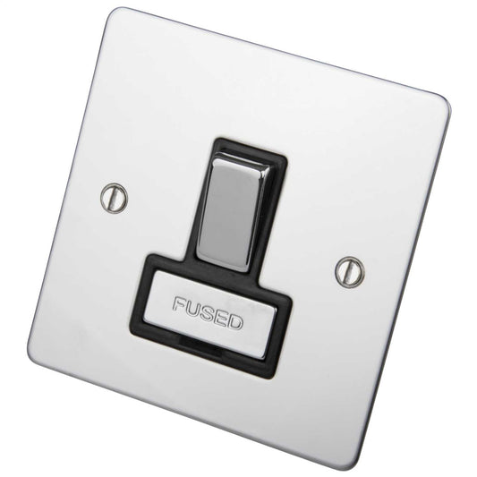 Scolmore Click Define 13A DP Switched Fused Spur Black Insert Polished Chrome