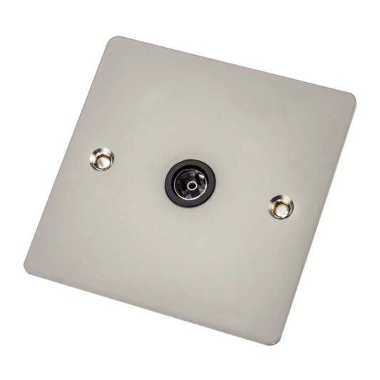 Scolmore Click Define 1 Gang Non Isolated Coaxial Socket Black Insert Pearl Nickel