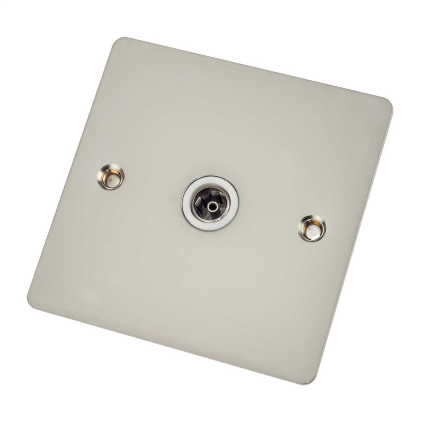 Scolmore Click Define 1 Gang Non Isolated Coaxial Socket White Insert Pearl Nickel