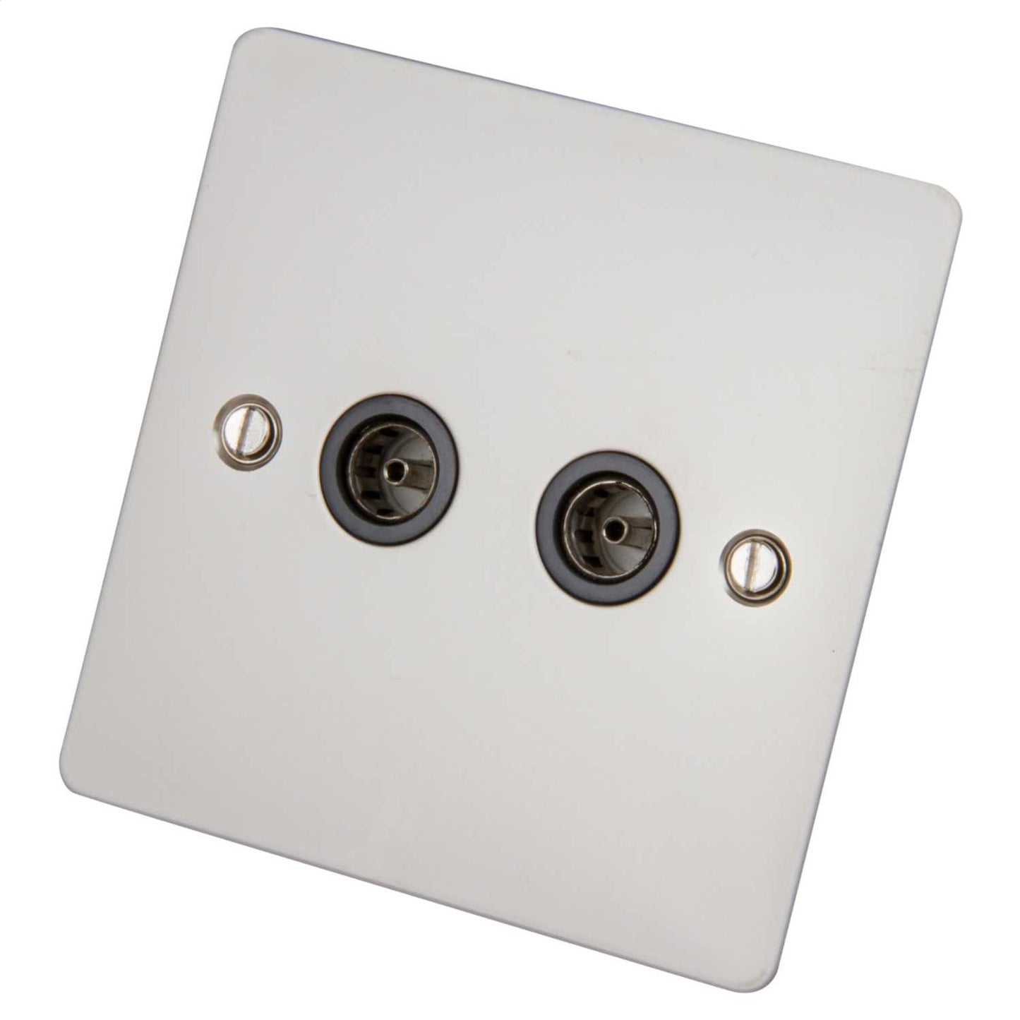 Scolmore Click Define 1 Gang Non Isolated Twin Coaxial Socket Black Insert Pearl Nickel