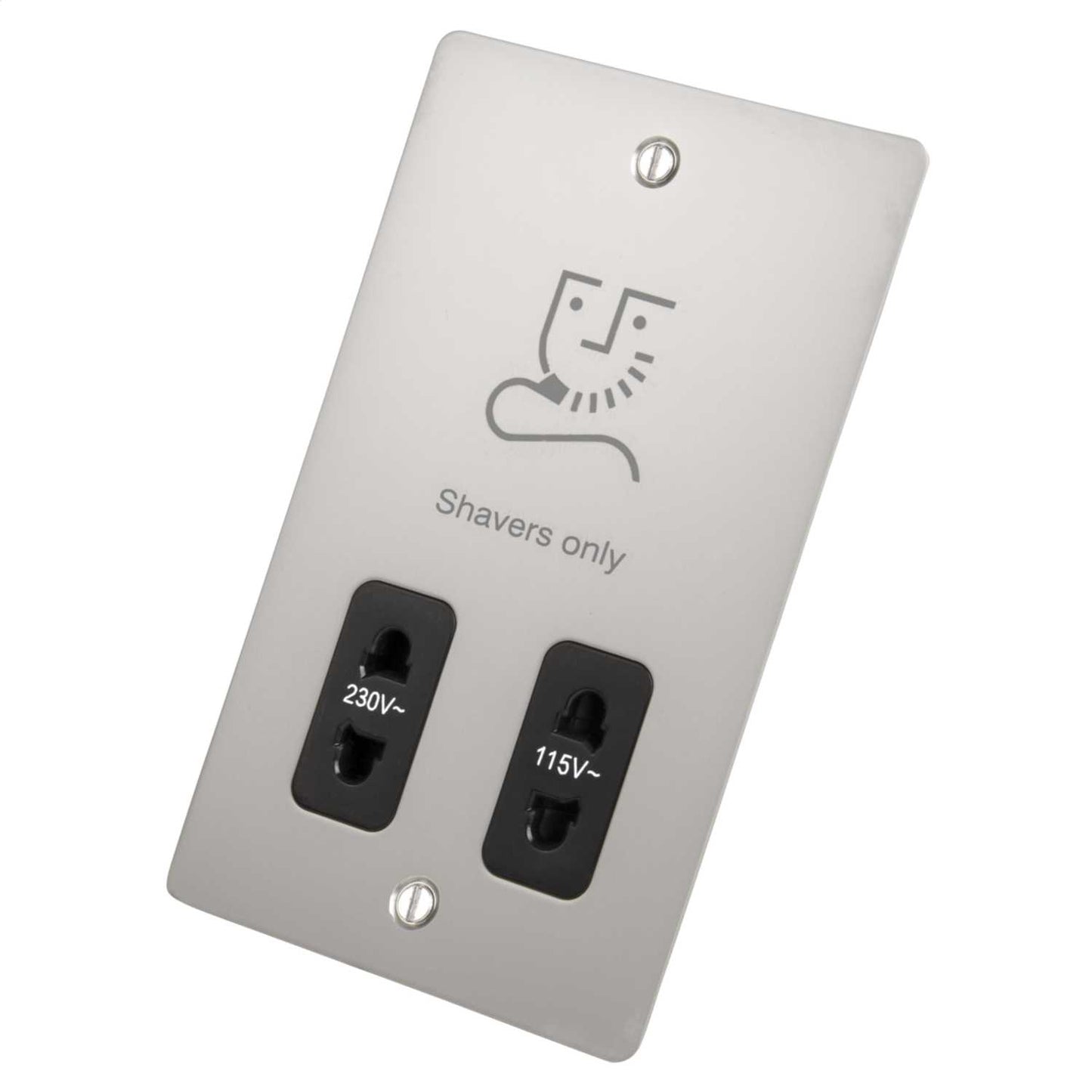 Scolmore Click Define Dual Voltage Shaver Socket Black Insert Pearl Nickel