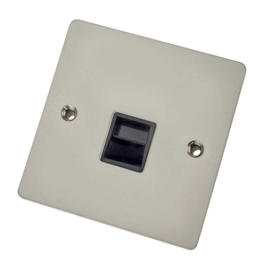 Scolmore Click Define 1 Gang Master Telephone Socket Black Insert Pearl Nickel