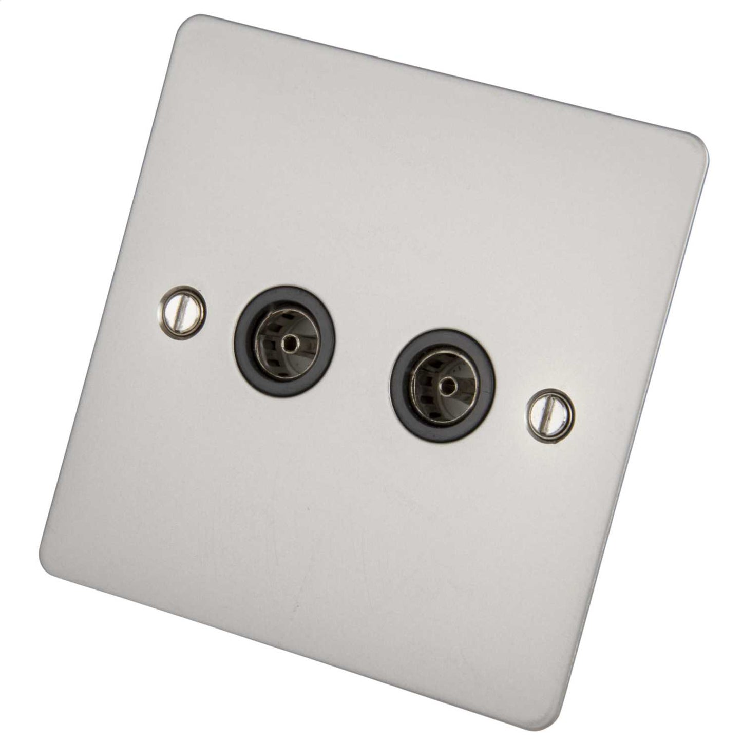 Scolmore Click Define 1 Gang Non Isolated Satellite Socket Black Insert Pearl Nickel
