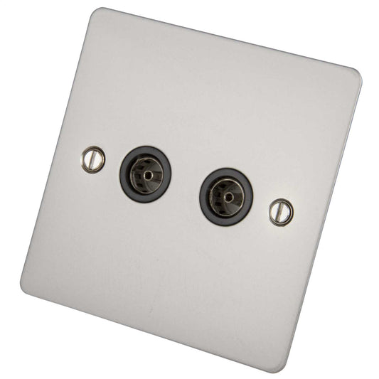 Scolmore Click Define 1 Gang Non Isolated Satellite Socket Black Insert Pearl Nickel