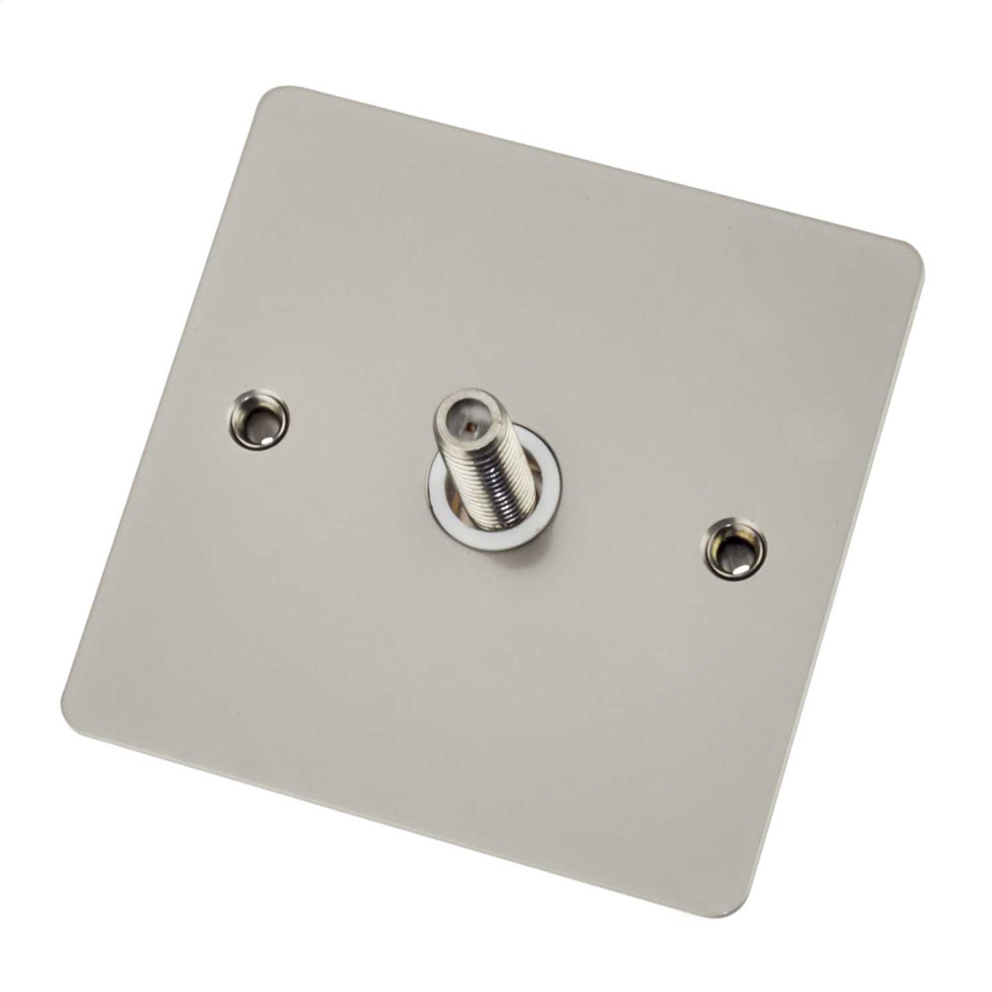 Scolmore Click Define 1 Gang Non Isolated Satellite Socket White Insert Pearl Nickel