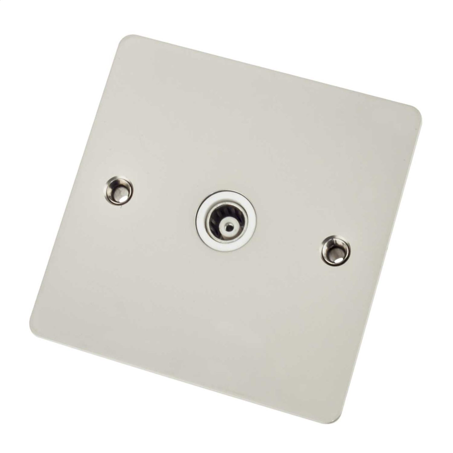 Scolmore Click Define 1 Gang Isolated Coaxial Socket White Insert Pearl Nickel