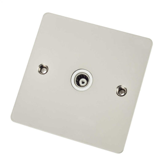 Scolmore Click Define 1 Gang Isolated Coaxial Socket White Insert Pearl Nickel