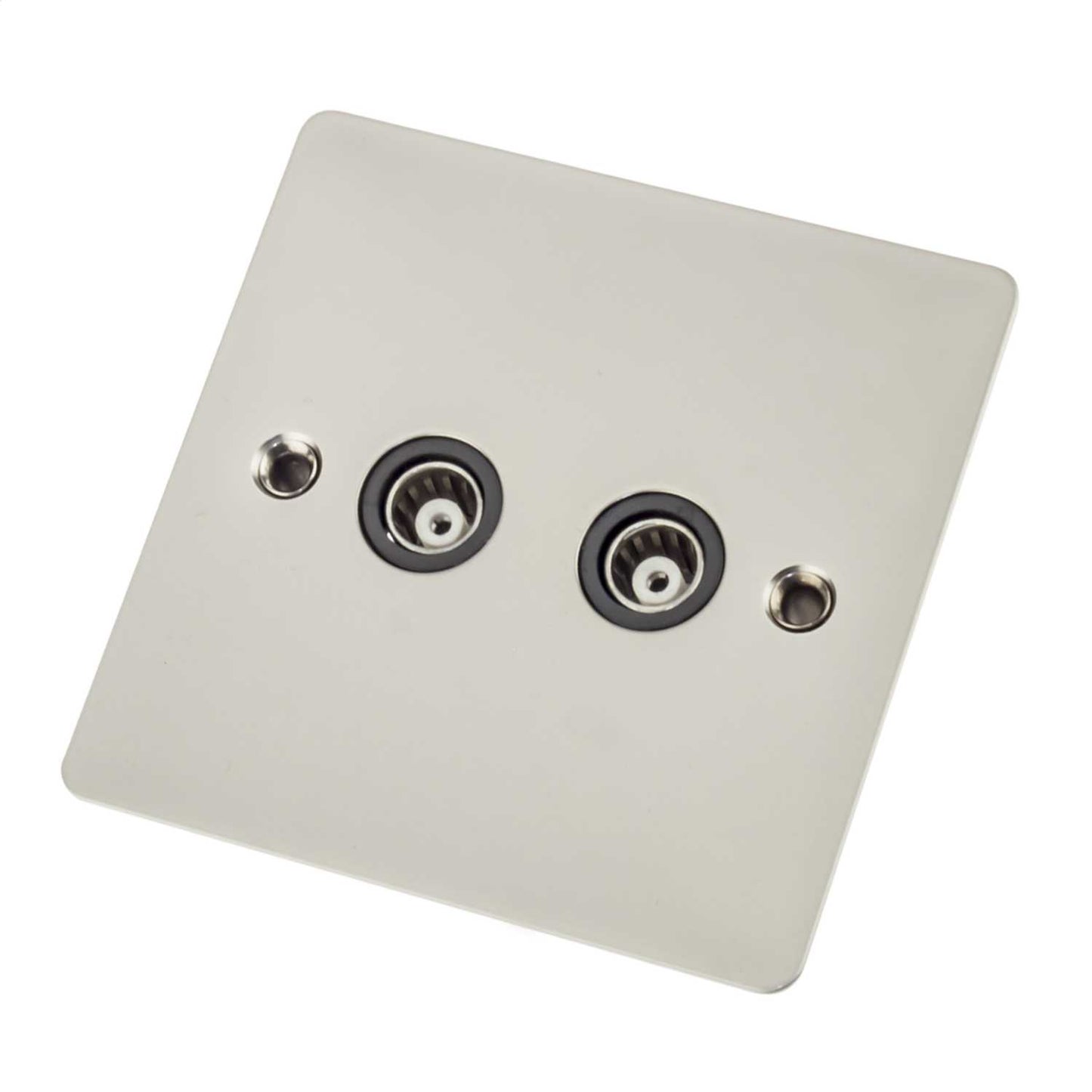 Scolmore Click Define 1 Gang Isolated Twin Coaxial Socket Black Insert Pearl Nickel