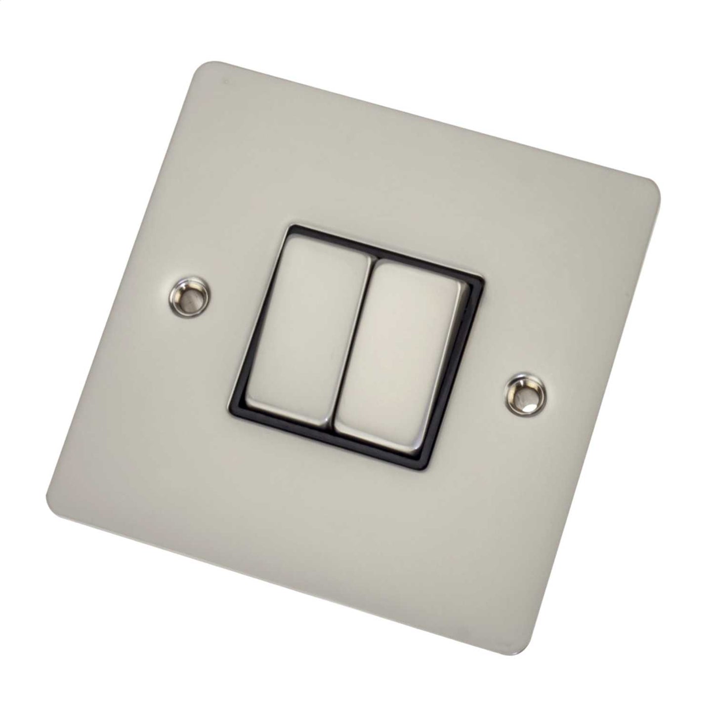 Scolmore Click Define 10A 2 Gang 2 Way Light Switch Black Insert Pearl Nickel