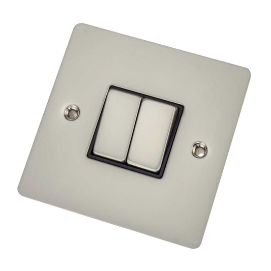 Scolmore Click Define 10A 2 Gang 2 Way Light Switch Black Insert Pearl Nickel