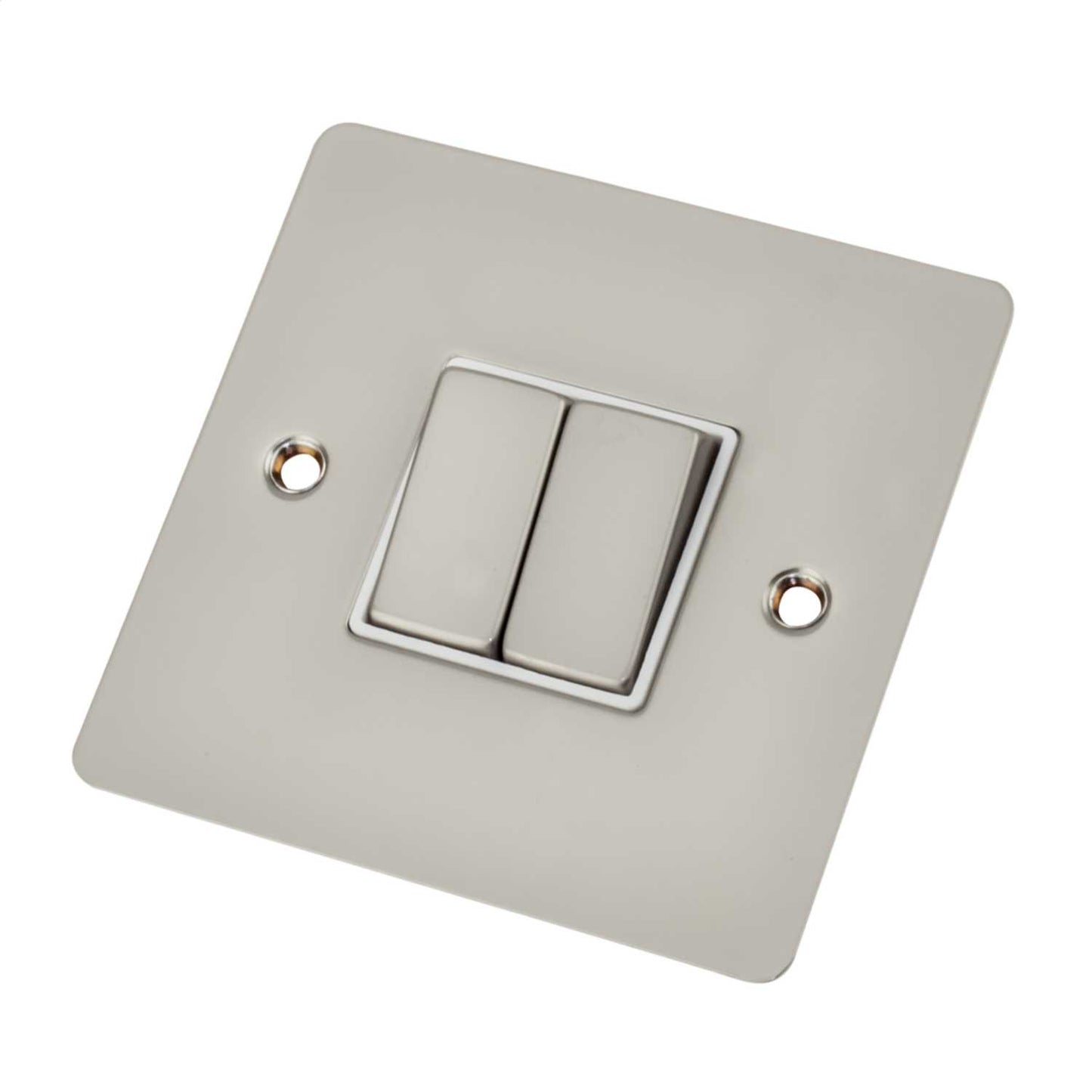 Scolmore Click Define 10A 2 Gang 2 Way Light Switch White Insert Pearl Nickel