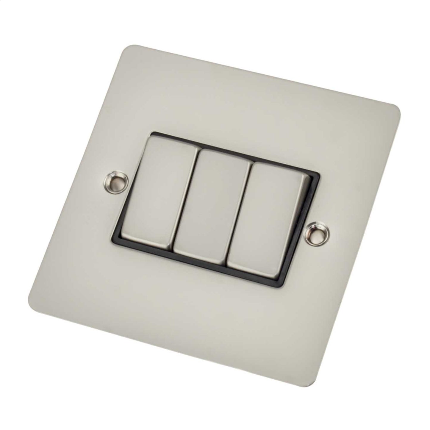 Scolmore Click Define 10A 3 Gang 2 Way Light Switch Black Insert Pearl Nickel
