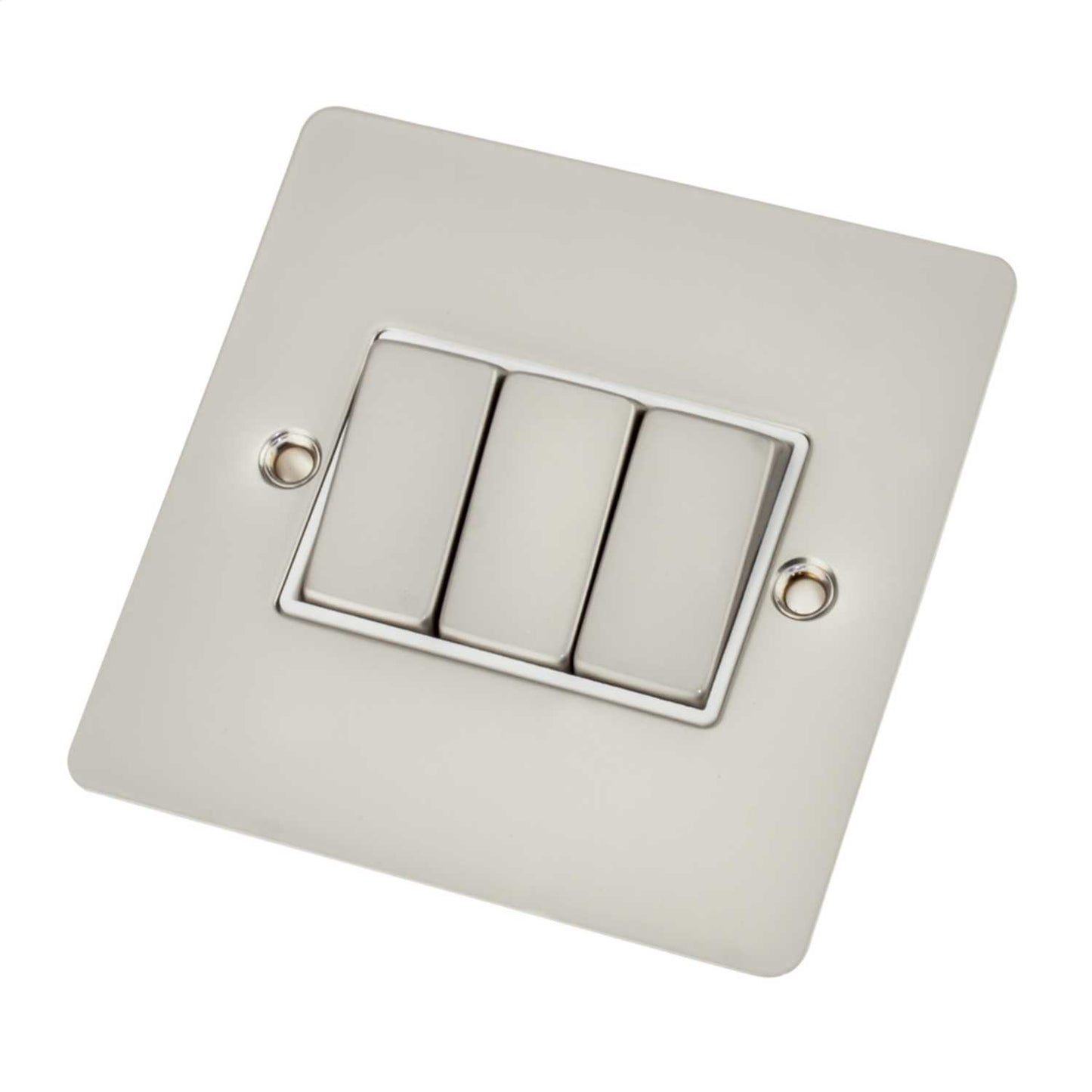 Scolmore Click Define 10A 3 Gang 2 Way Light Switch White Insert Pearl Nickel