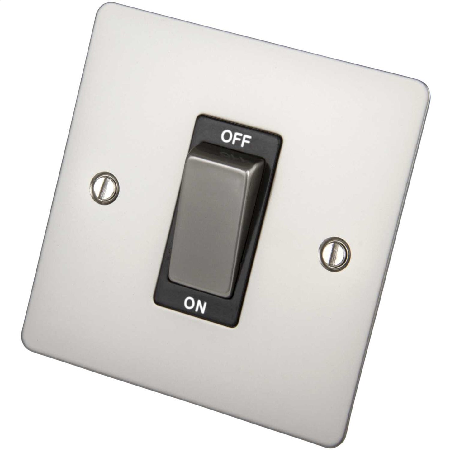 Scolmore Click Define 45A DP 1 Gang Switch Black Insert Pearl Nickel